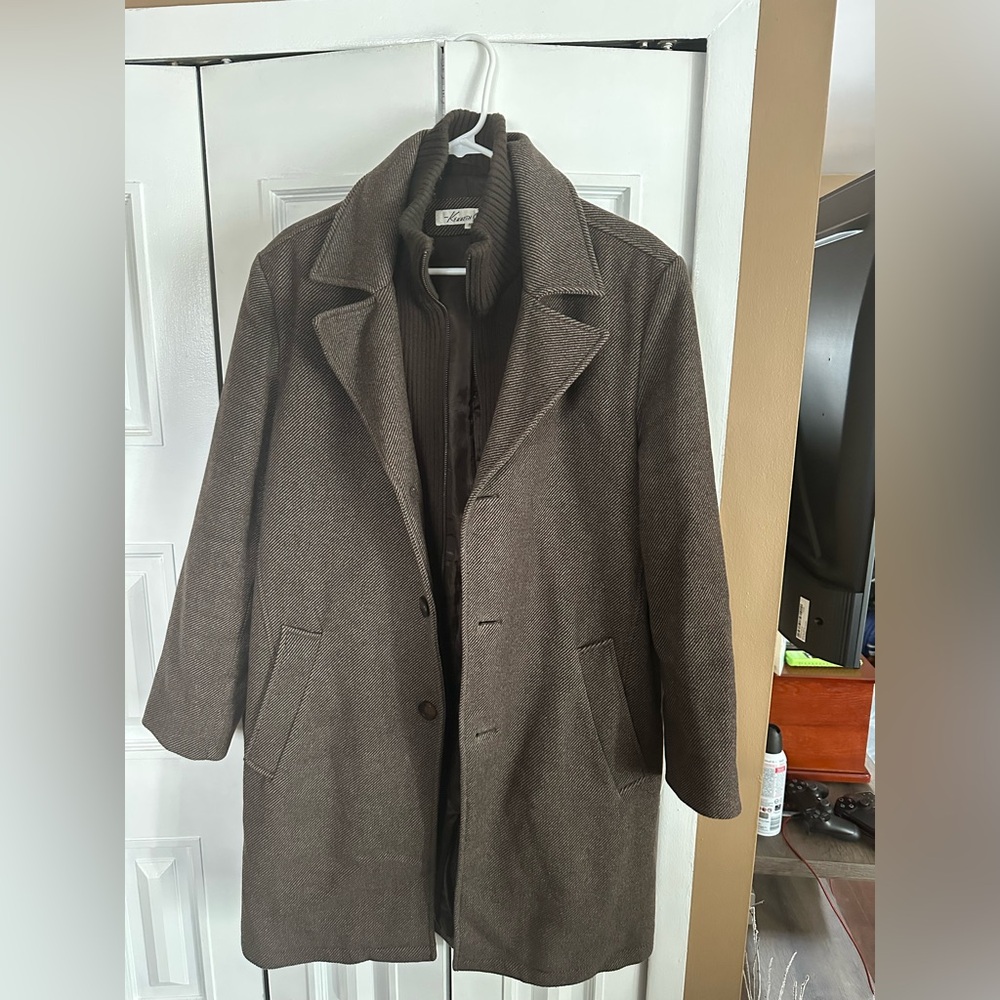 Kenneth Cole long brown dress coat peacoat